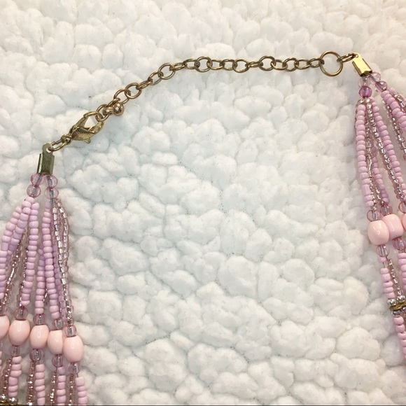 Pink multi strand beaded statement necklace - Picture 6 of 7